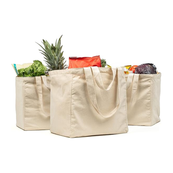 Practical 3-piece canvas shopping bag set, universal everyday design