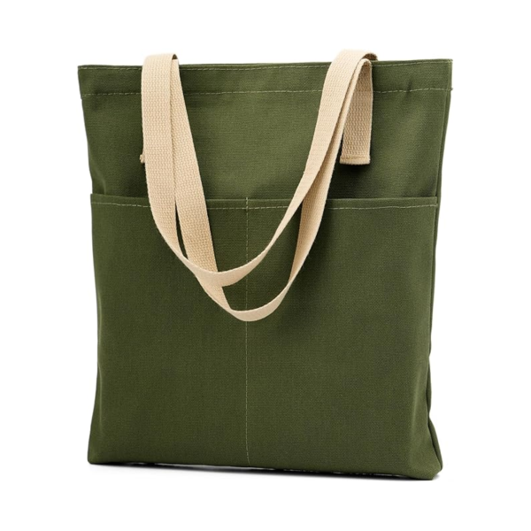 Unisex canvas tote bag with zipper