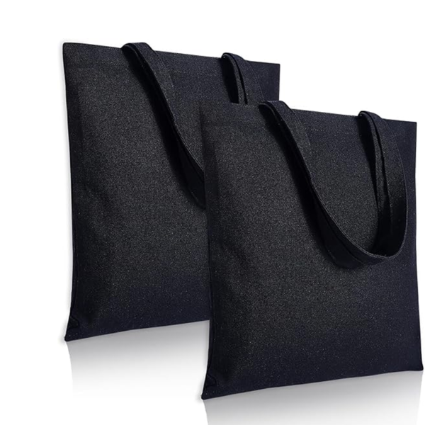 Black Canvas Shopping Tote Bag, Suitable for DIY and Shopping